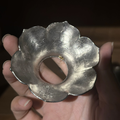 郑天泗手工莲花纯锡投茶器导茶入壶取茶器茶叶漏斗入茶茶道配件