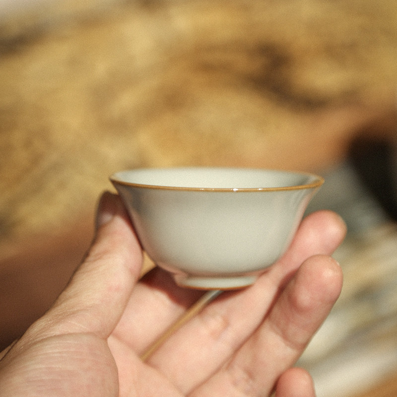 如器素影小杯品杯汝窑茶杯