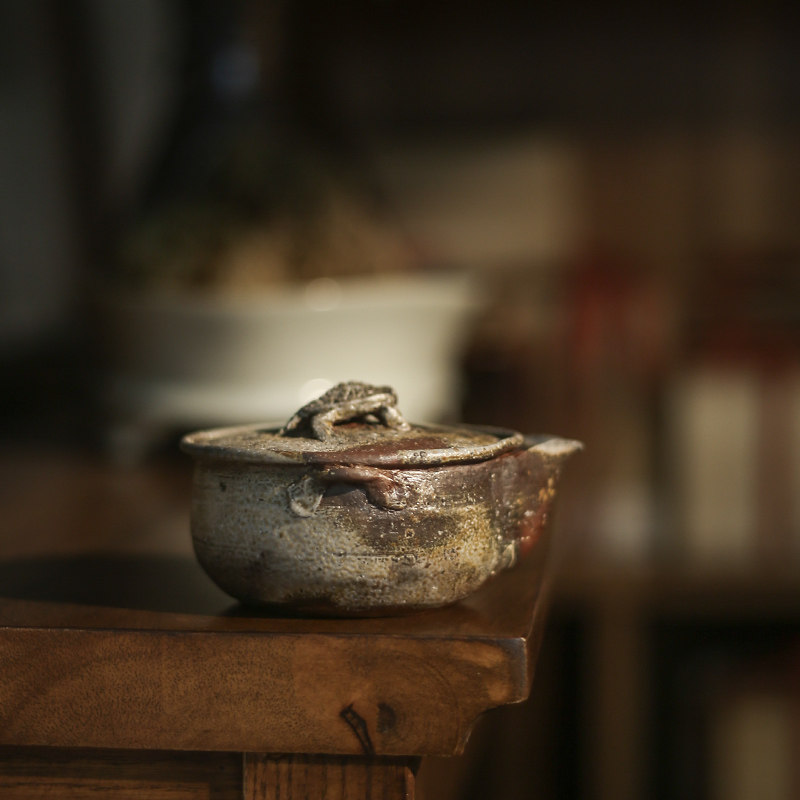 雕塑乌龟粗陶备前烧茶壶