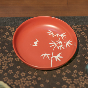 后山隐云 茶承陶瓷功夫茶具配件茶道零配 景德镇手工剔花影竹壶承