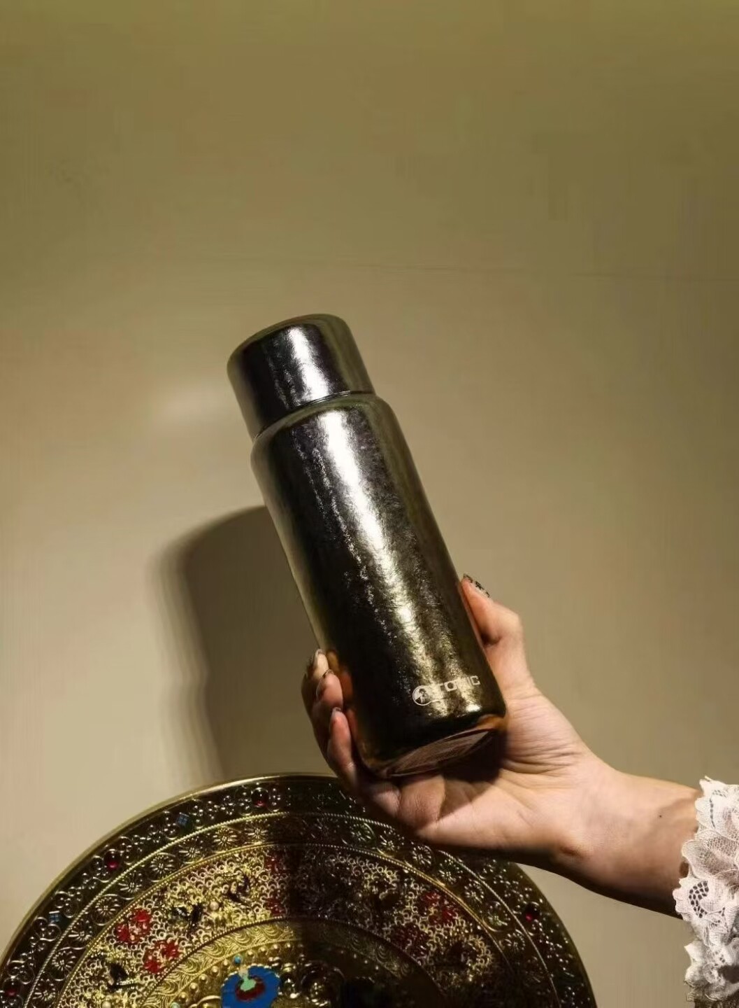 保温杯锤纹焖茶杯陶瓷内胆钛茶隔泡茶杯户外旅行杯420毫升