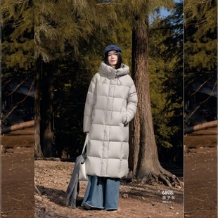 2025新款羽绒服半九成品F6898女士修身休闲中长款衣壳皮翻新加工