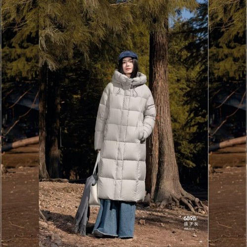 2025新款羽绒服半九成品F6898女士修身休闲中长款衣壳皮翻新加工