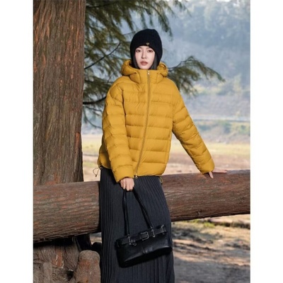 2025冬新款羽绒服半九成品F6868女士排骨款宽松短款衣壳翻新加工