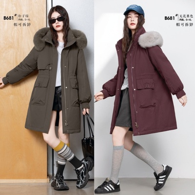 2025新款羽绒服半九成品F681女士内胆可脱卸中长款李衣壳翻新加工