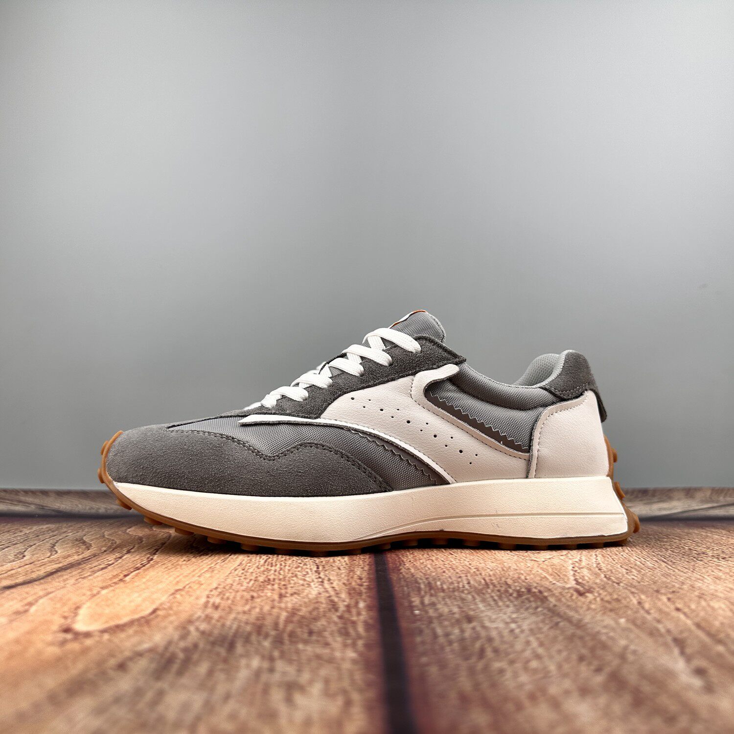 捡漏 外贸尾货 男士真皮复古运动休闲鞋拼色透气阿甘鞋百搭慢跑鞋