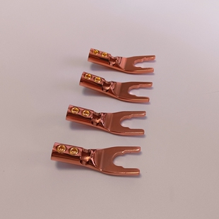 紫铜免焊Y叉Y插U插发烧音箱功放接线端子香蕉头喇叭线叉插头端子