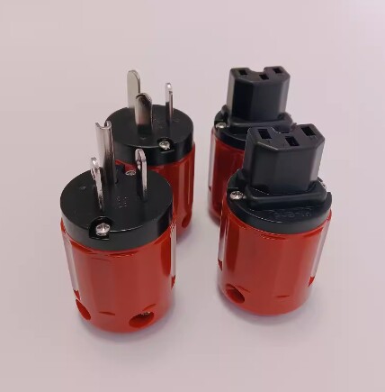 欧亚德320紫铜合金镀佬电源线插头音响音箱美标国标插尾公插母插