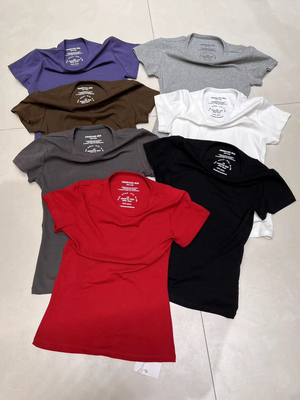 元熙6079夏新款短袖女上衣轻奢高级感夏薄款韩版修身圆领百搭上衣