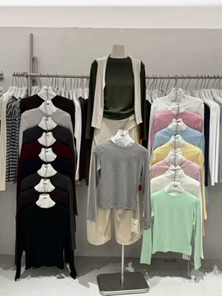 元熙家6209韩系圆领长袖T恤女 2026春新款修身显瘦内搭打底衫上衣