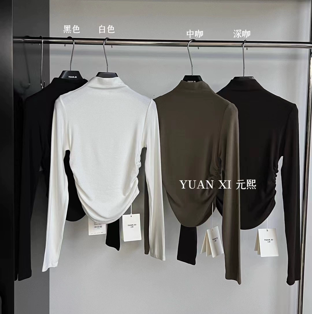 元熙3091-1秋冬半高领长袖T恤女 加绒褶皱修身显瘦内搭打底衫上衣,女装/女士精品,T恤,淘宝优惠券,粉丝福利购,淘宝优惠卷