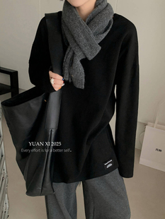 打底衫 元 中长款 T恤女宽松大版 上衣 熙家8320秋冬圆领加绒加厚长袖