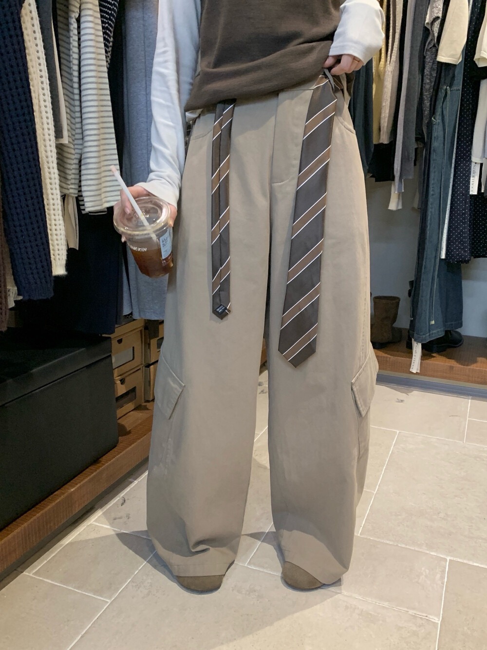 想象SAILORMOON高腰显瘦工装裤女秋冬百搭宽松休闲阔腿长裤70521