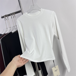 元熙3004春秋季韩款纯色百搭修身显瘦弹力内搭打底长袖T恤女上衣