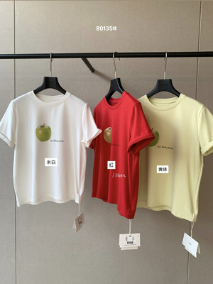 hers80135春夏新款小众出游常规款炒鸡正红短袖随身t气质上衣女潮