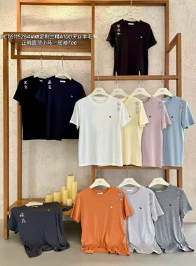 闰熙RUNXI刺绣小马圆领短袖上衣亲肤舒适薄春夏款T恤女打底衫5264