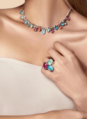 UNode50彩色水晶不规则圆珠项链