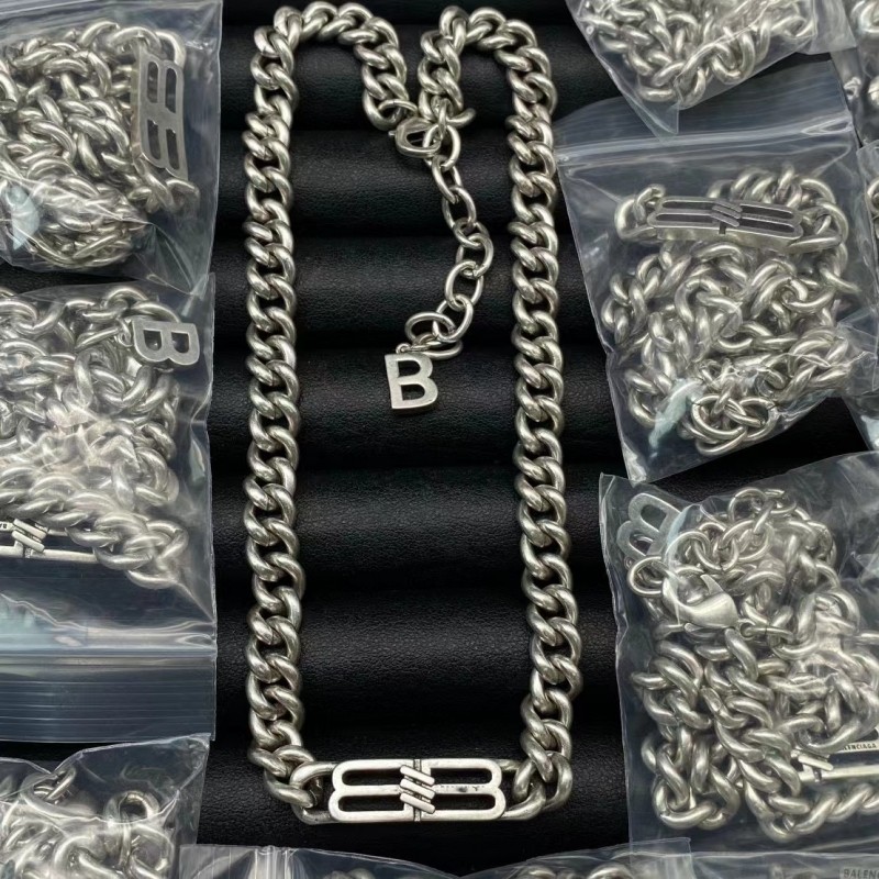 欧美复古做旧枪金字母BB粗项链古巴链嘻哈街头冷淡风网红爆款配饰