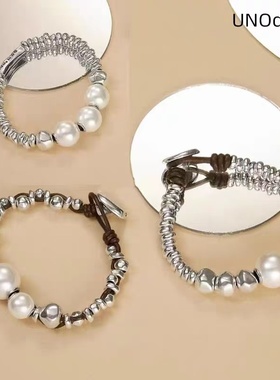 西班牙UNOde50绝版珍珠镀银手链 el brillo del desiert情侣手串