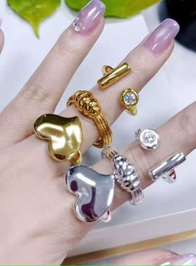 UNOde50镶钻开口个性时尚戒指女