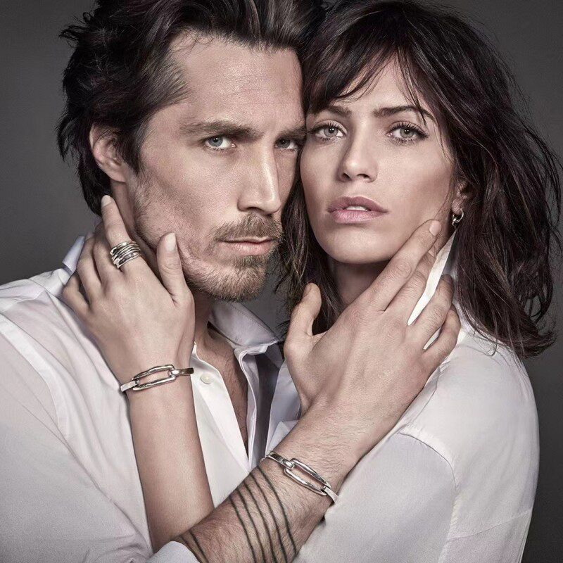SPANISH UNODE50 VALENTINES DAY CARD CLASP BRACELET MALE AND FEMALE COUPLE SILVER-PLATED HAND ORNAMENTS EUROPEAN AND AMERICAN NICHE GIRLFRIENDS THE SAME STYLE