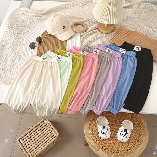 儿童防蚊裤夏季宝宝冰丝灯笼裤中大童薄款运动裤男女童休闲九分