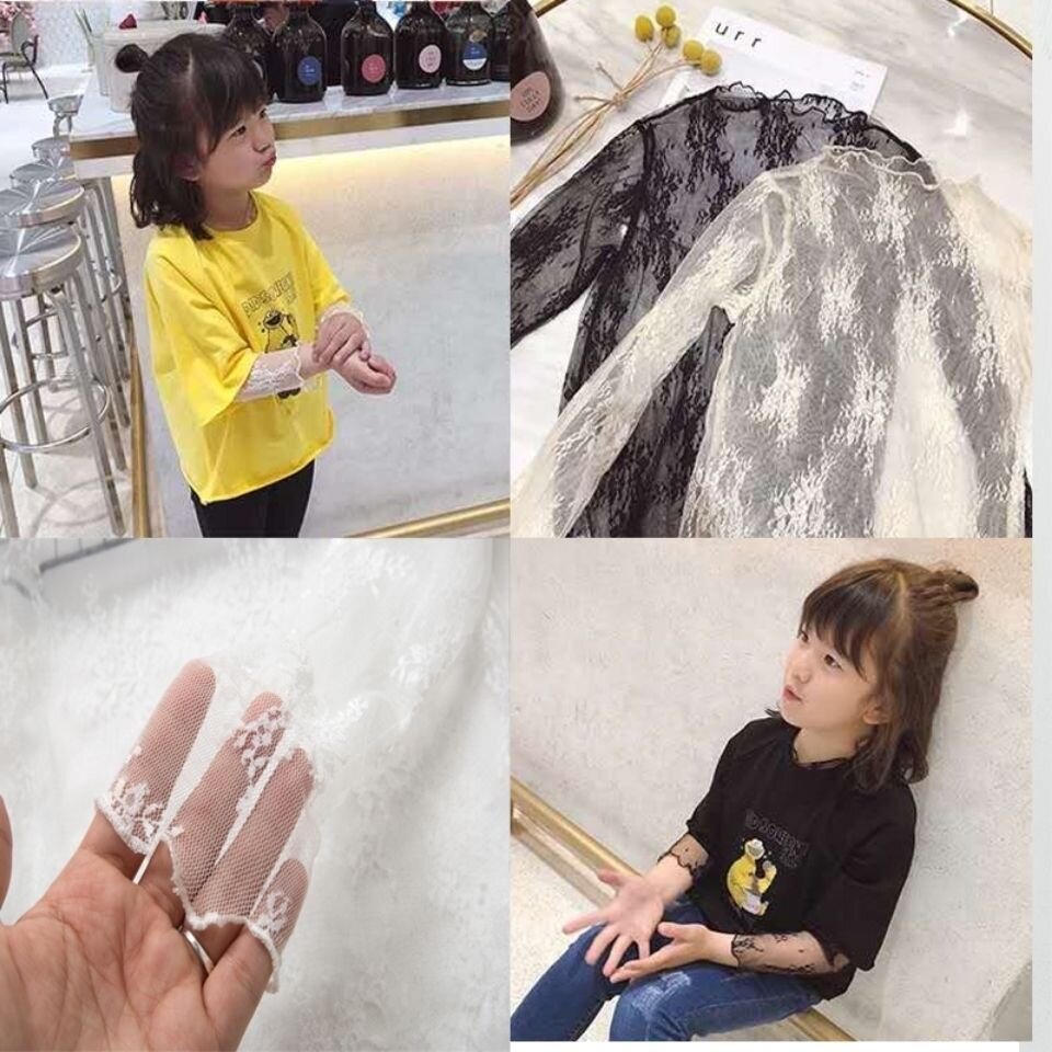 女童蕾丝打底衫韩版夏季防晒薄款儿童网纱上衣长袖t恤皮肤衣图片