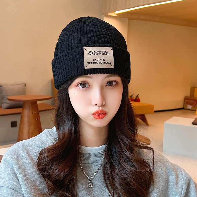 网红同款针织帽子男士冬天时尚百搭毛线帽跨境秋冬保暖瓜皮冷帽女