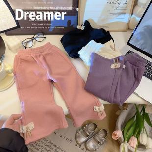 女童喇叭裤百搭儿童夏季休闲裤灯芯绒长裤公主风木耳边阔腿裤子潮