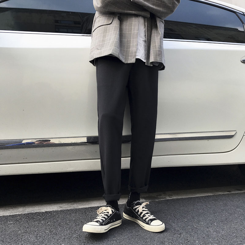 Wide leg pants loose casual straight tube drop sense western pants suit large pants men's pants