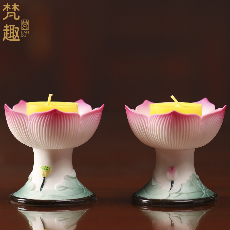 陶瓷高脚烛台复古供佛家用蜡烛台座香炉供奉蜡台底座佛前供香一体