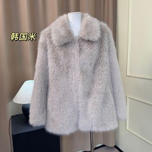 实拍COCO家神明少女仿狐狸毛外套中长款爆款韩版显瘦环保皮草高端