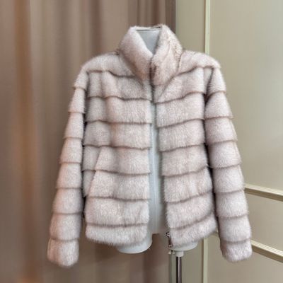 冬季仿水貂小立领皮草外套女