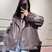 兔毛外套韩版 轻奢海宁皮草大码 女装 显瘦毛皮毛一体两面穿大衣外穿