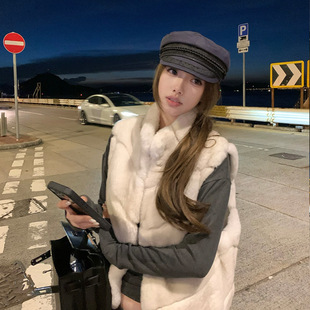 中古千金獭兔毛毛皮草立领马甲外套女百搭年轻款保暖显瘦软乎乎