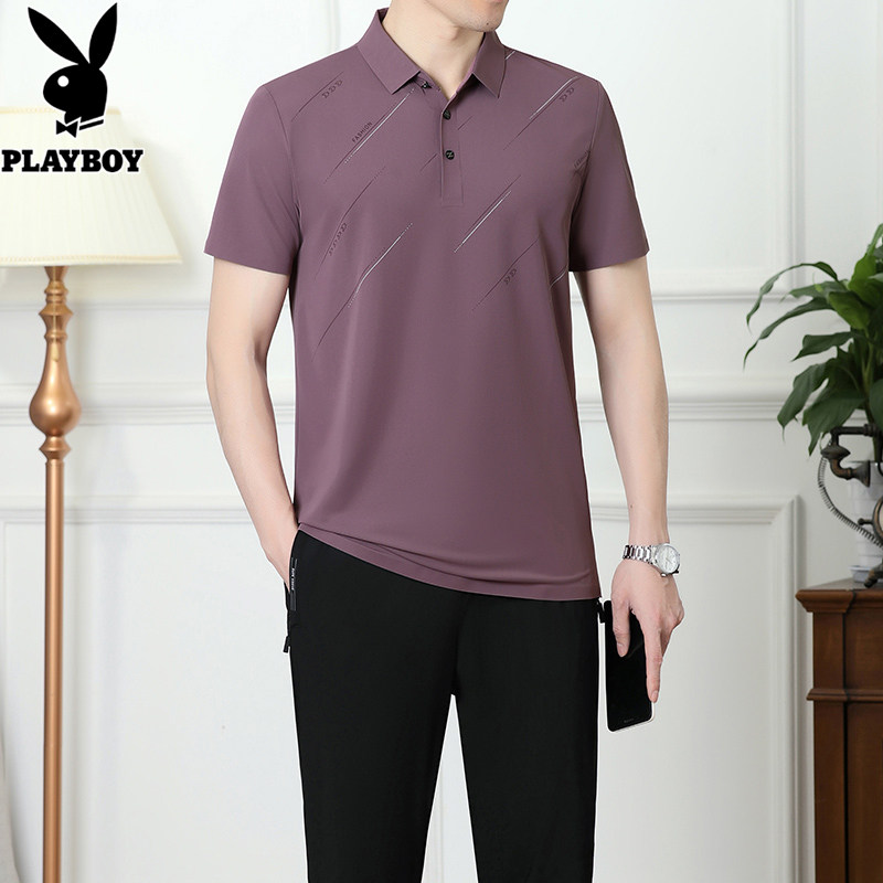 花花公子夏季薄款男运动2026新款夏季高级感休闲凉感速干冰丝套装