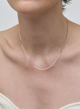 极细高级感通体925纯银冷淡风亮银八角蛇骨链欧美男女1mm叠戴轻奢