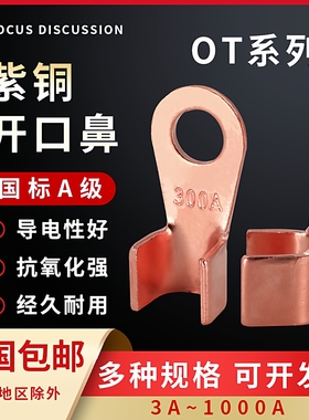 国标电线压线开口铜线鼻子接线端子接头线耳16平方纯紫铜电瓶150A