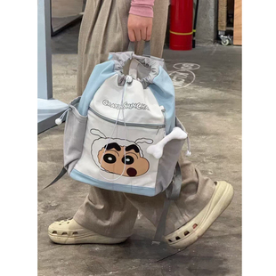 蜡笔小新双肩包女旅行轻便可爱抽绳束口背包高颜值百搭大学生书包