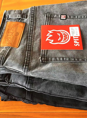潮牌新品男女同款黑色高弹牛仔长裤经典灰色合身款百搭宽松小脚裤