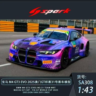 M4GT3 Spark1：43宝马 EVO 2025澳门GT 树脂模型 31号 预售