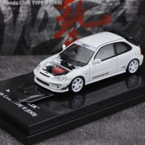 MH 1:64 本田思域EK9 TYPE R 白色碳纤维机盖 合金车模