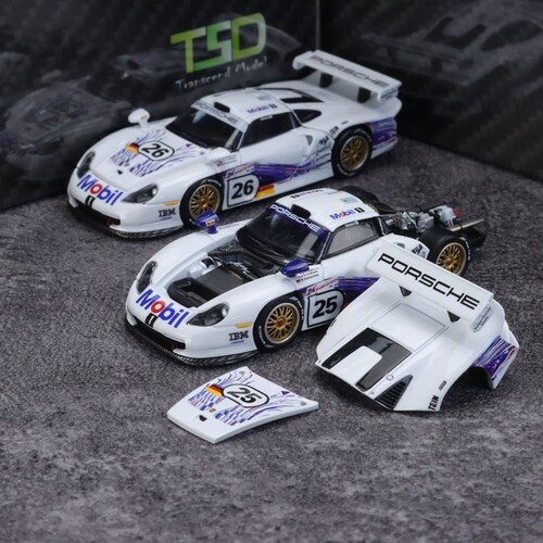 PSD 1:64 保时捷  保时捷911 GT1 25号涂装/黑碳 合金汽车模型