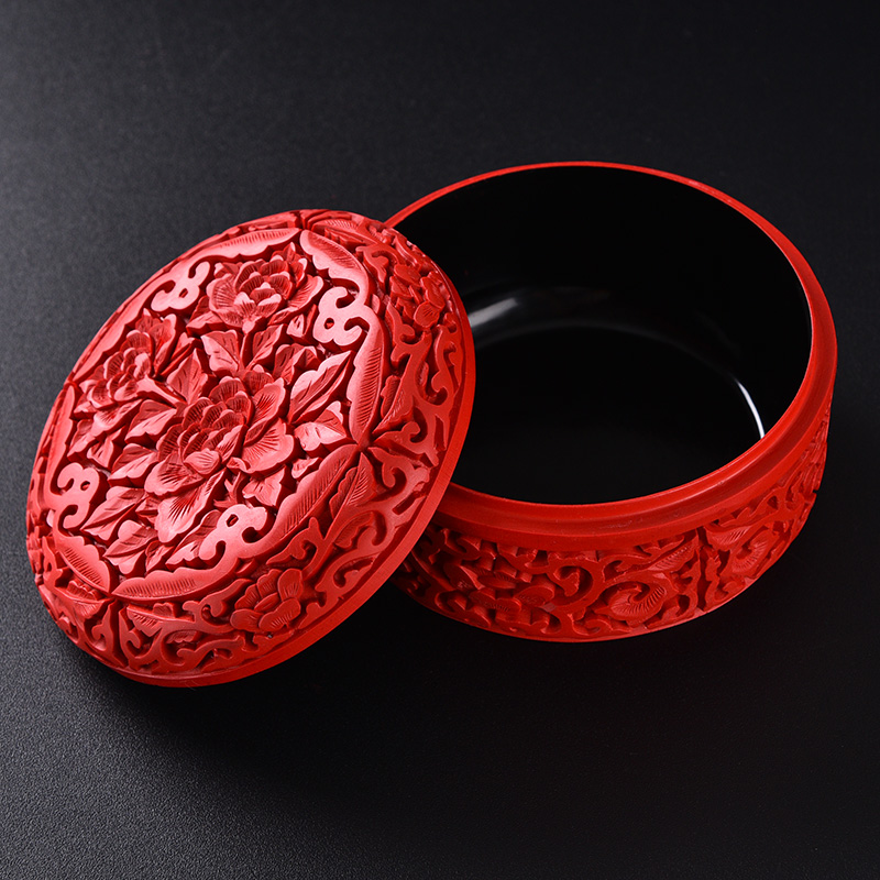 扬州漆器剔红雕漆糖果盒首饰盒