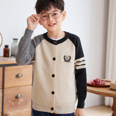 男童圆领开衫女童羊毛外套