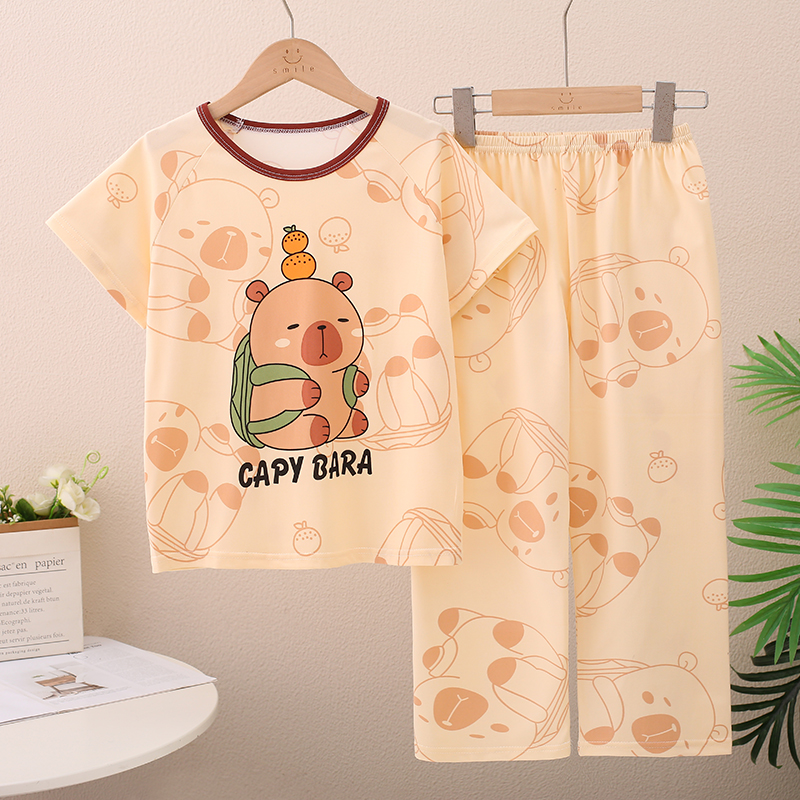 夏季儿童睡衣套装卡通卡皮巴拉