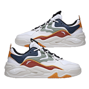 安踏男鞋老爹鞋引力2025新款秋冬男款皮面休闲鞋厚底软底运动鞋子