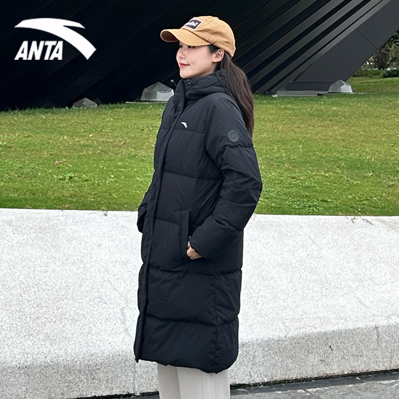 安踏羽绒服中长款外套加绒2025新款冬季女士防风加厚防泼水运动服