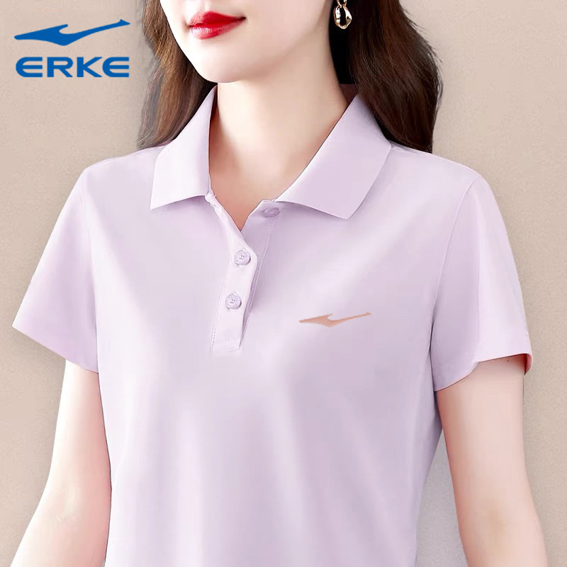 鸿星尔克冰丝短袖t恤女款2025新款夏季Polo衫薄款红星旗舰店衣服