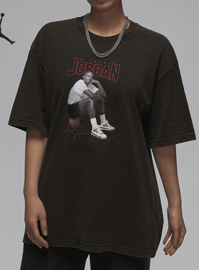 Nike/耐克正品JORDAN女士印花宽松透气圆领短袖T恤FN5704-010